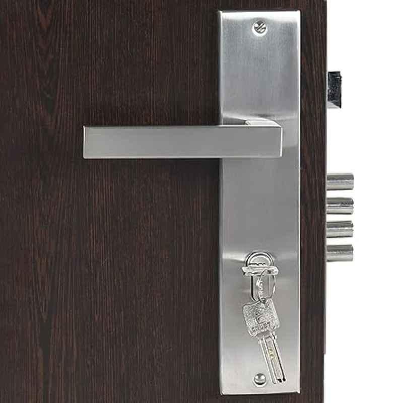 Handle Waala LB301 10 inch 60mm Stainless Steel Silver Cylindrical Plate Both Side Key Mortise Door Lock Set
