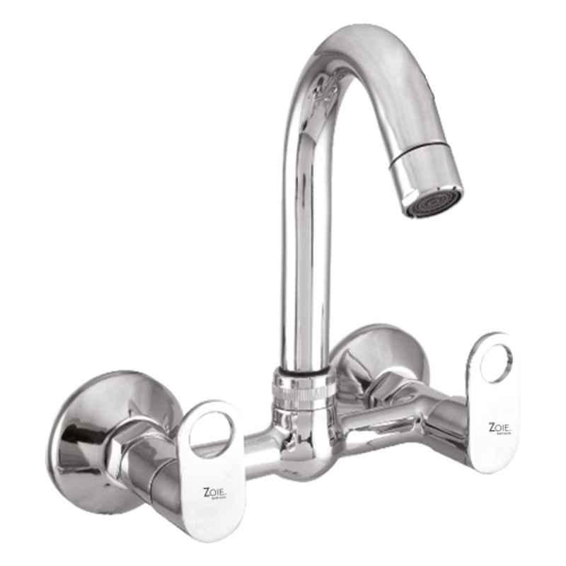Zoie Orneo Brass Silver Chrome Finish Sink Mixer with Swivel Spout, Z31018