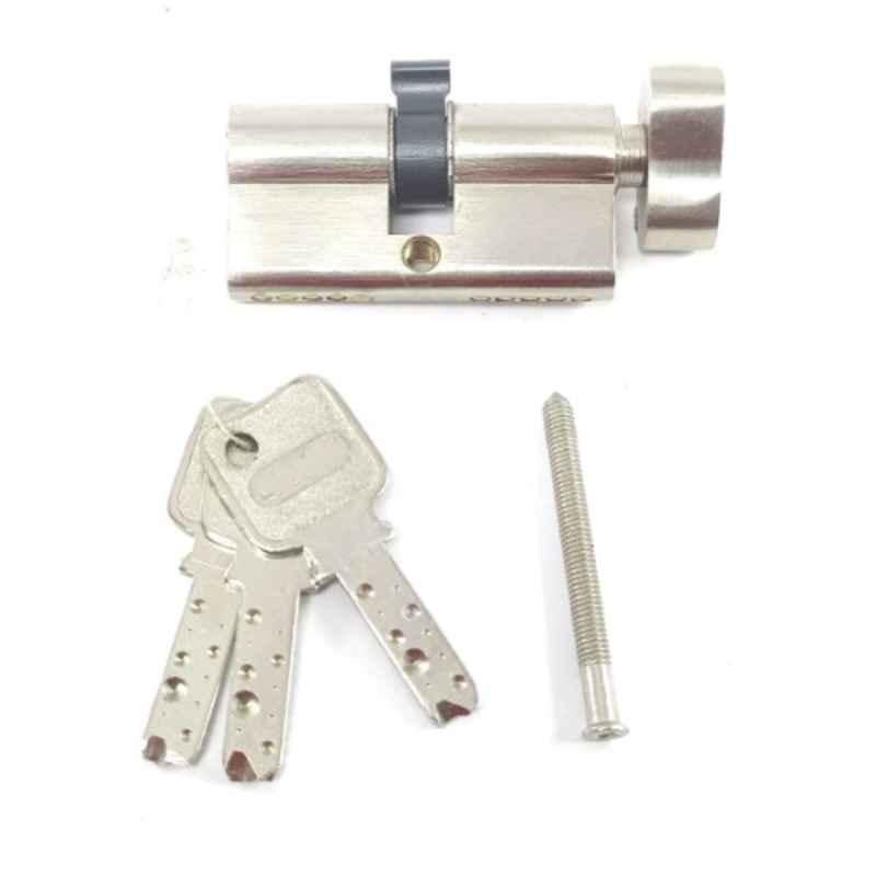 Ztxon 60BPSN 60mm Brass Silver Mortise Cylinder Locks with 3 Computer Keys