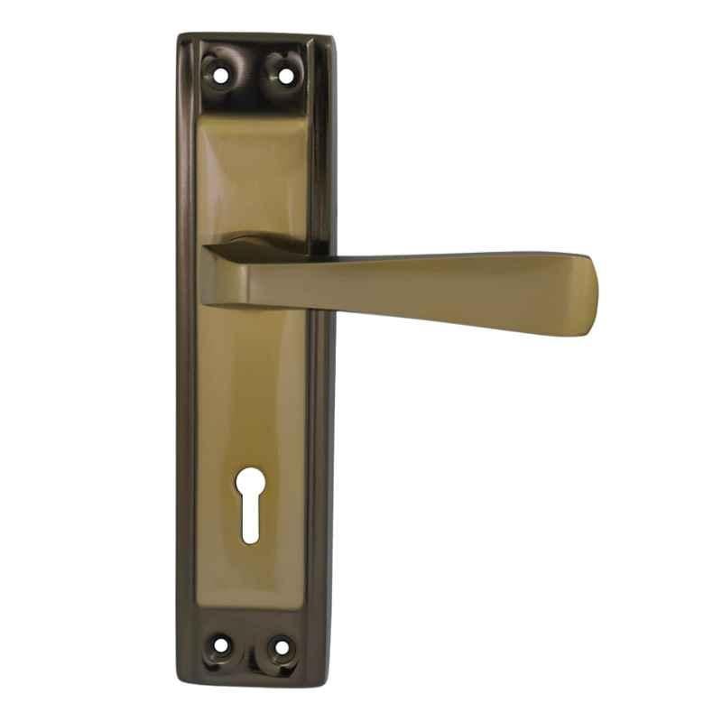 S&A Home Decor 7 inch Iron & Brass Glossy Finish Black & Gold Mortise Door Lock Set with 3 Keys, 101-BG