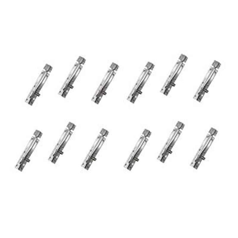 Smart Shophar 6 inch Stainless Steel Silver Premium Tower Bolt, SHA40TW-Prem-SL06-P12 (Pack of 12)