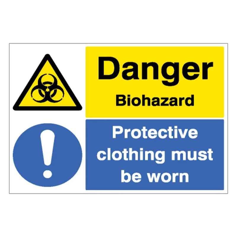 SUNSIGNS 600x450mm Vinyl Danger Biohazard Protective Clothing Must be Worn Signage, SN0163VNLOTHPIXAQ