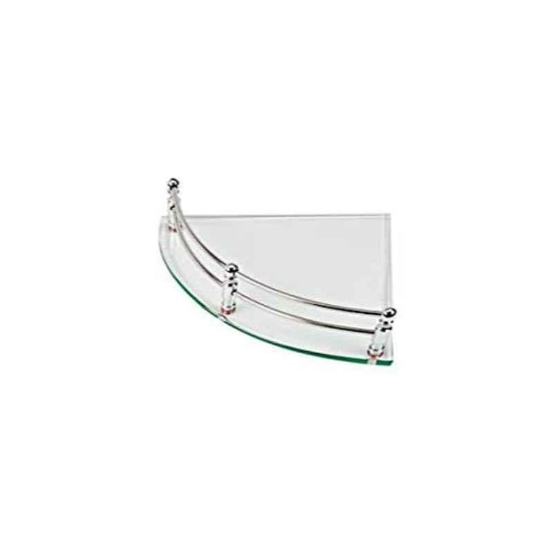 Logger Glass Transparent Corner Wall Shelf for Home & Bathroom