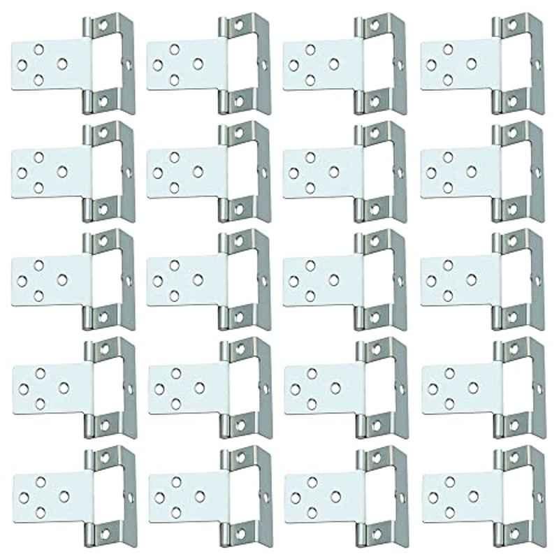 Screwtight 2 inch Iron Zinc Plated Single Cranked Flush Hinge, S171201BZP-20 (Pack of 20)