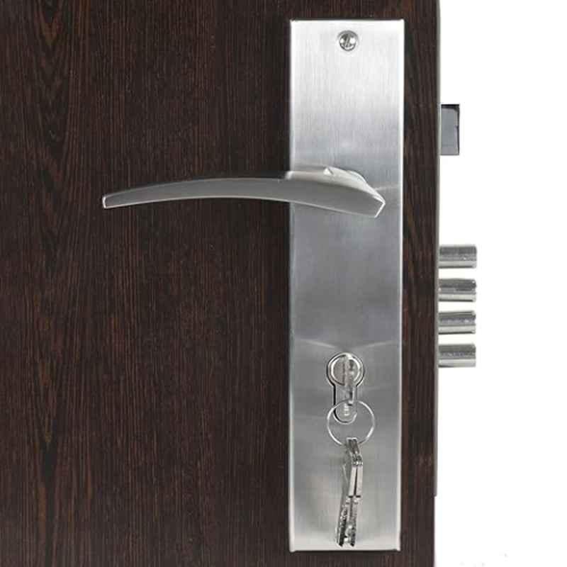 Homexpert Lobos 10 inch 60mm Stainless Steel Silver Cylindrical Plate Both Side Key Mortise Door Lock Set