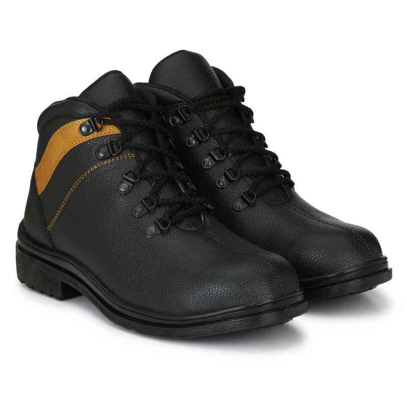 Manslam MLM09 Black Steel Toe Work Safety Shoes, Size: 7
