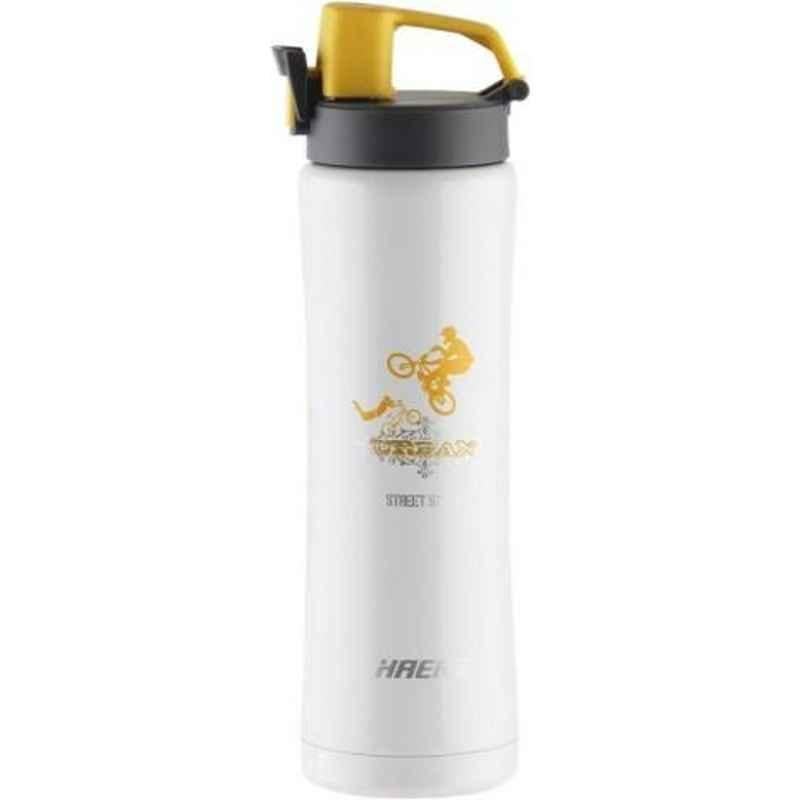 Haers 550ml Stainless Steel White Vacuum Sports Bottle, HD-550-8-WHT (Pack of 2)