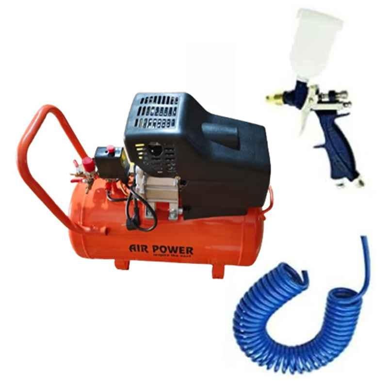 Air Power 1HP 30L Oil Free Air Compressor with Copper Winding Motor, Spray Gun, PU Pipe & Fittings Set, AC30DC-PS03