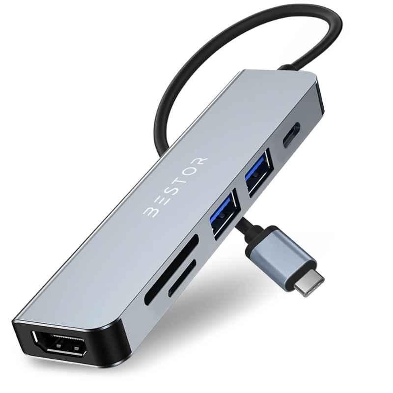 Bestor 6-in-1 USB-C HDMI Multiport Adapter Hub for MacBook Pro, Laptops & Nintendo