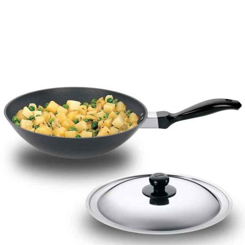 Hawkins Futura 26cm 2L Black Non-Stick Flat Bottom Deep-Fry Pan with Lid, HK-KW-Q71