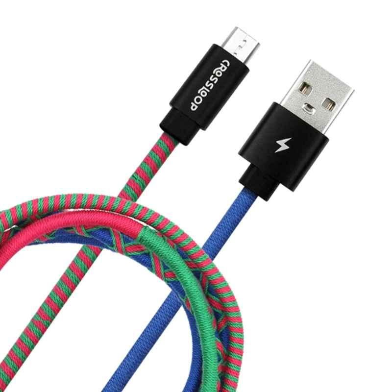 Crossloop 2.4A 1m Blue, Green & Pink Micro USB Cable, CSLM04