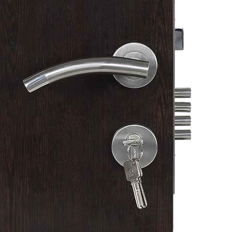 Handle Waala Rose MG1101-R-OSK Stainless Steel Silver One Side Key Mortise Door Lock Set