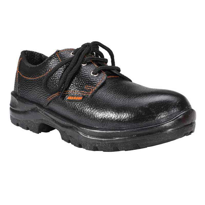 Agarson Altis Steel Toe Black Work Safety Shoes, Size: 7