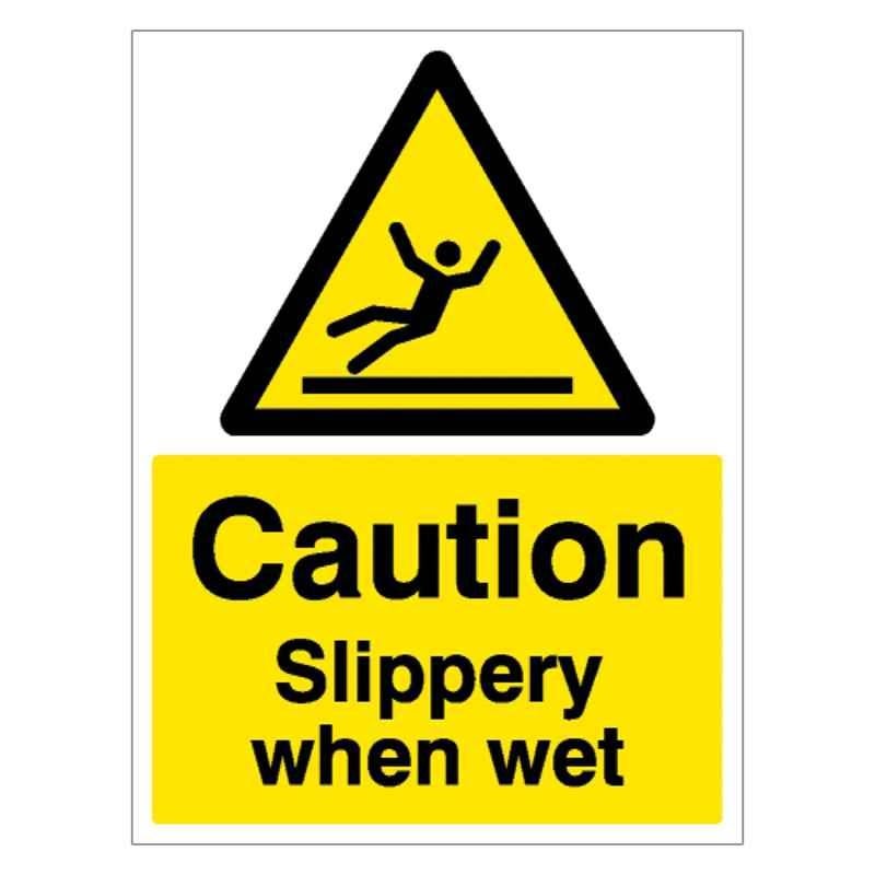 SUNSIGNS 150x100mm Vinyl & Acrylic Sandwich Caution Slippery when Wet Signage, SN0051VNLM1HPIDAD
