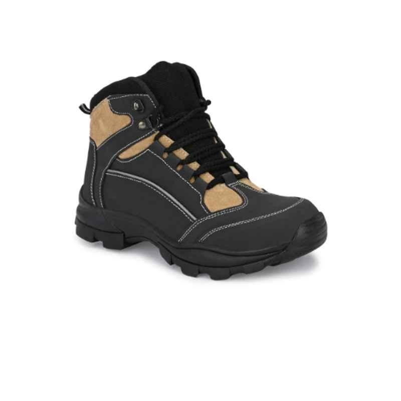 Hundo P Leather Steel Toe Black Work Safety Boots, Size: 9, WW-115