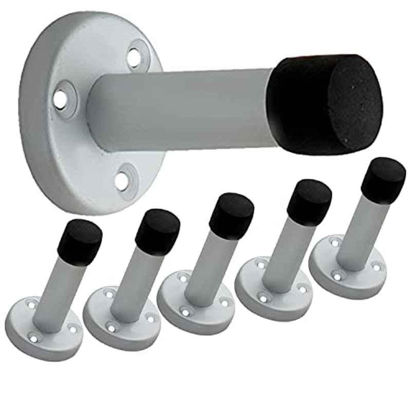 Screwtight 2.75 inch â€ŽAluminum â€ŽSilver Effect Finish Skirting Mount Door Stopper, â€ŽA230201SLV-6 (Pack of 6)