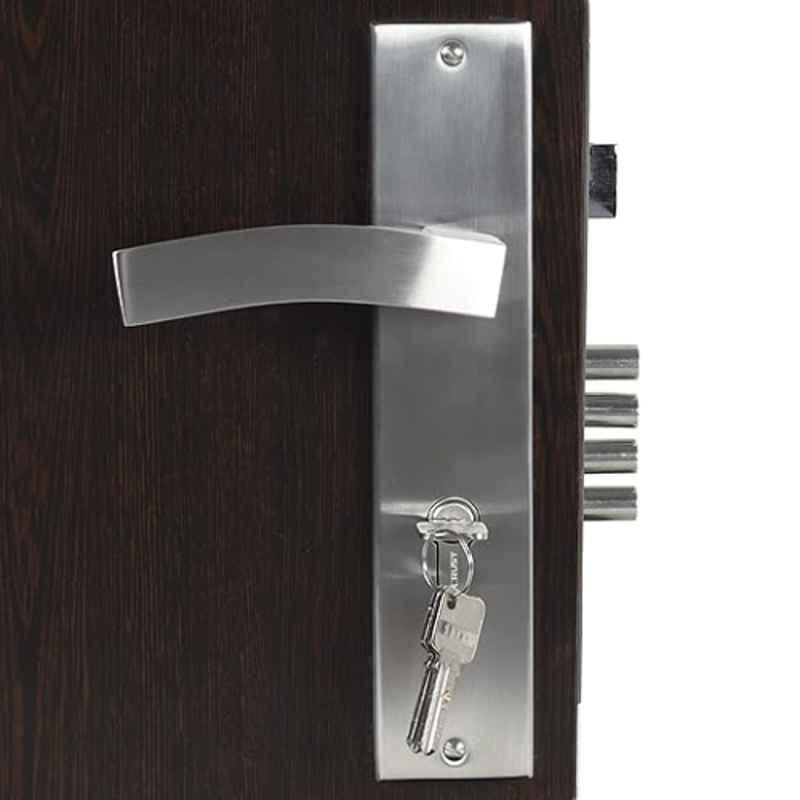 Homexpert LB10002 10 inch 60mm Stainless Steel Silver Cylindrical Plate Both Side Key Mortise Door Lock Set