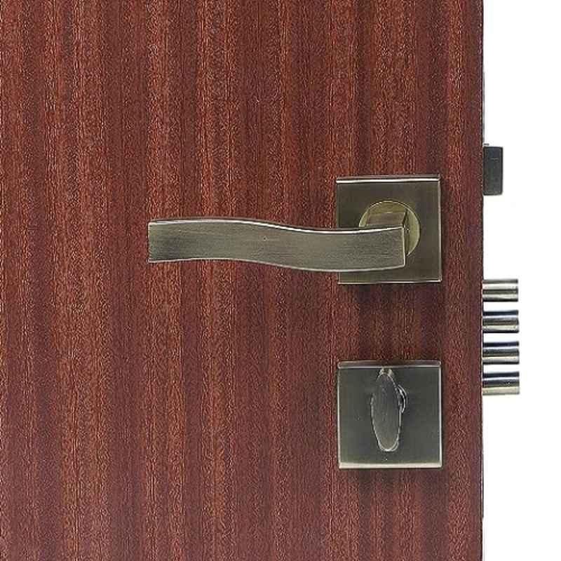 Homexpert Rose Viva 60mm Stainless Steel Antique Brass Finish Cylindrical Plate One Side Key Mortise Door Lock Set
