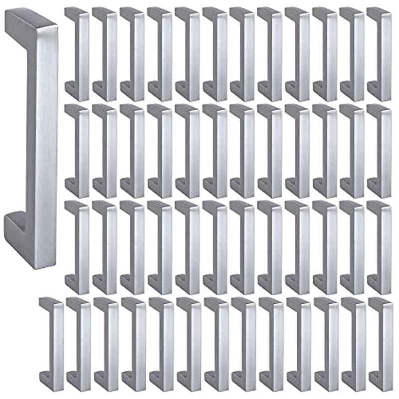 Screwtight 3.5 inch Zinc Silver Modern Square Cabinet Handles, PL02-SS-050 (Pack of 50)