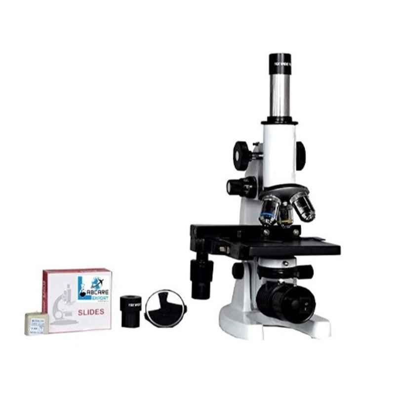 Labcare 1500X Black & White Student Compound Medical Microscope with 50 Prepared Slides, LED Light, 50 Blank Slides & Cover Slip, MM-01-50PS