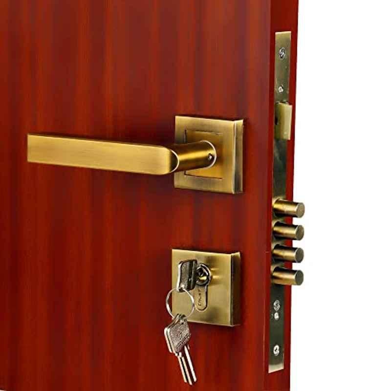 Homexpert Rose MG201 60mm Stainless Steel Antique Brass Finish Both Side Key Mortise Door Lock Set