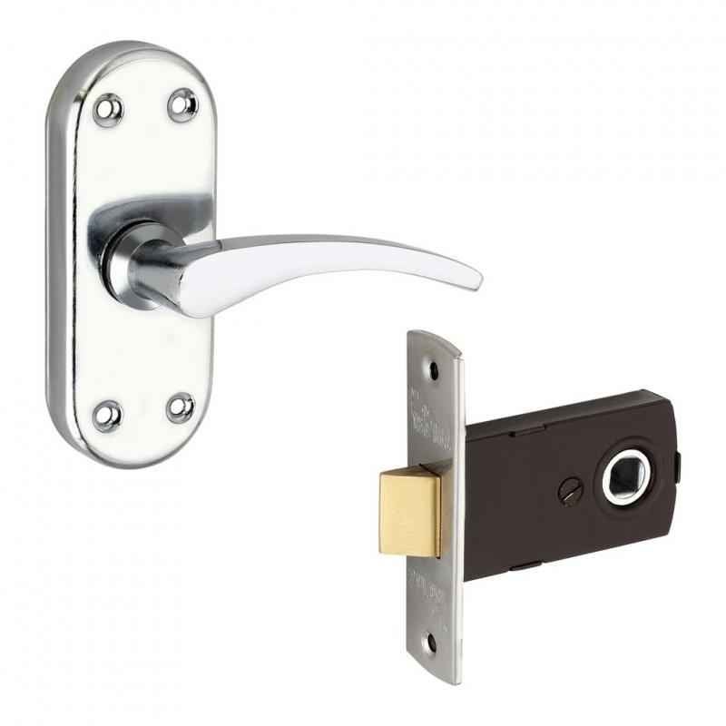 Sardar 4 Inch Iron Polished Silver Baby Latch Mortise Door Lock Set