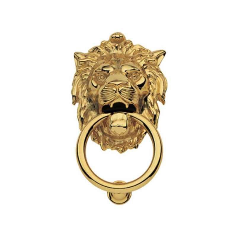 Smart Shophar 6.5 inch Brass Gold Lion Door Knocker, SHA10DK-LION-GL6.5-P1 (Pack of 4)