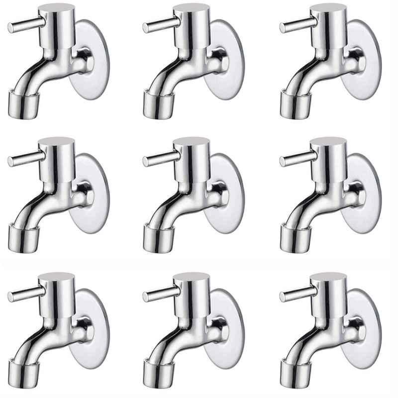 Spazio Stainless Steel Chrome Finish Turbo Collection Bib Cock with Foam Flow Wall Flange (Pack of 9)