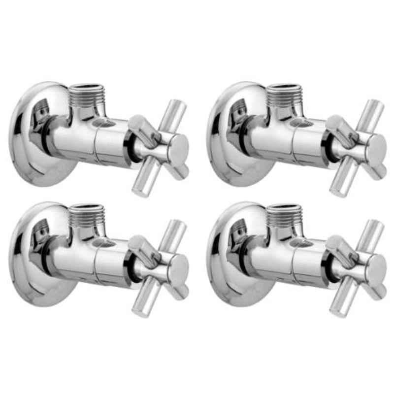 Drizzle Corsa 4 Pcs Brass Chrome Finish Silver Angle Valve Set, AANGLECORSA4