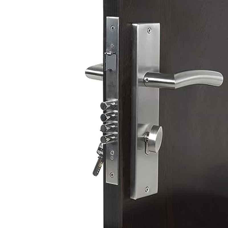 Handle Waala MG1105-OSK 10 inch 60mm Stainless Steel Silver Cylindrical Plate One Side Key Mortise Door Lock Set