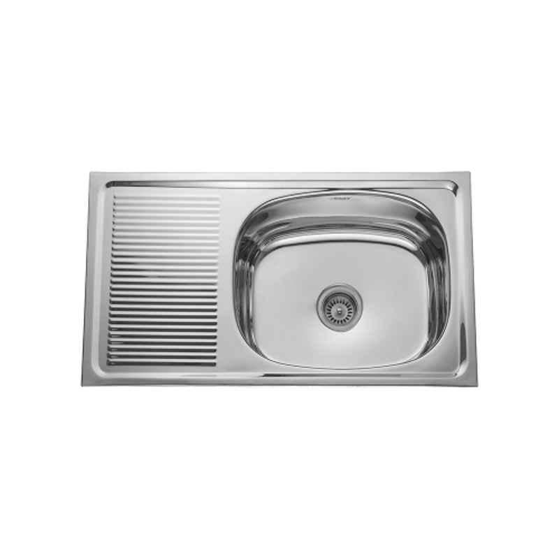 Neelkanth Die Pressed 915x508mm Stainless Steel Single Bowl Gloss Kitchen Sink, NKR-DD-SBSD 3620 G