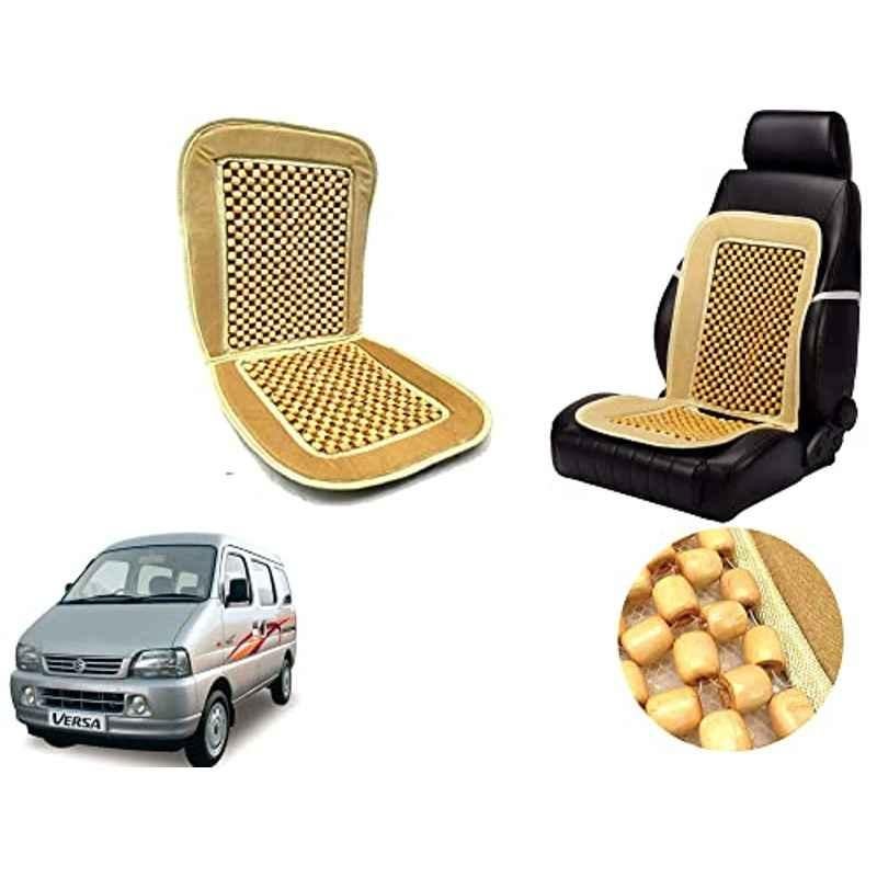 Auto Pearl PU, Velvet & Wooden Beads Beige Rectangular Seat Cushion for Maruti Suzuki Versa