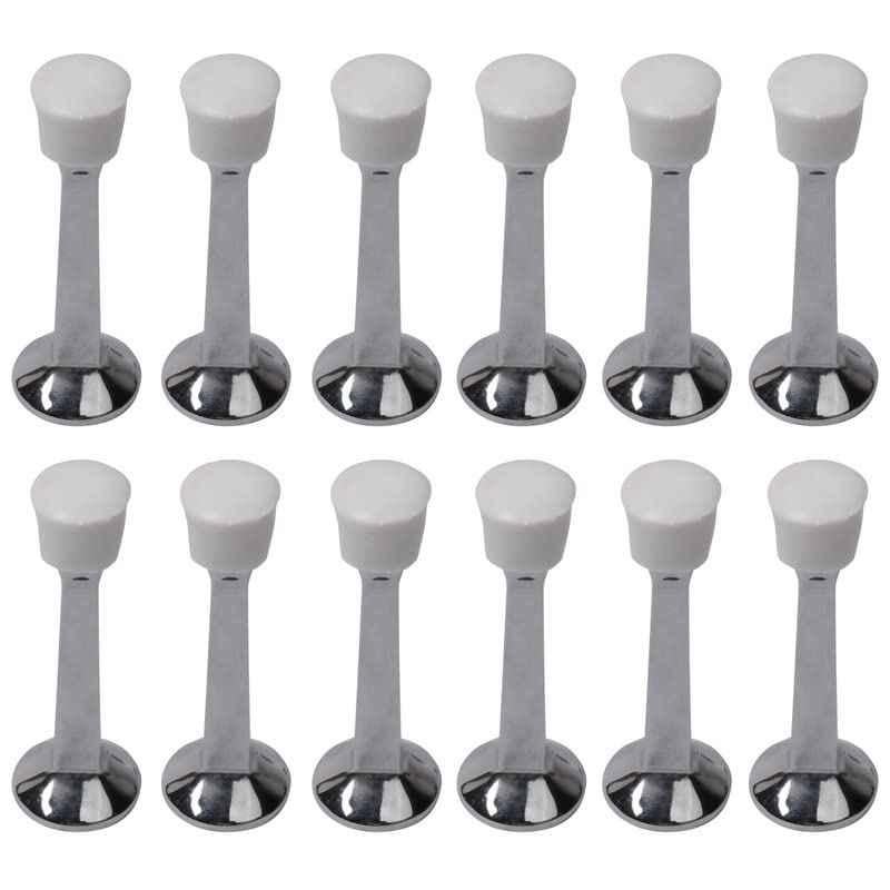 Screwtight 3 inch Zinc Satin Nickel Finish Wall Mounted Round Door Stopper, Z230403SN-12 (Pack of 12)
