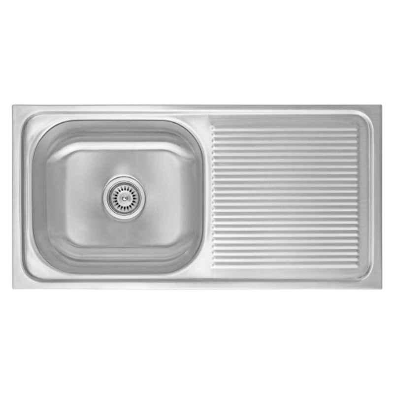 Neelkanth Die Pressed 940x467mm Stainless Steel Single Bowl Matt Kitchen Sink, NKR-DD-SBSD 3718 M