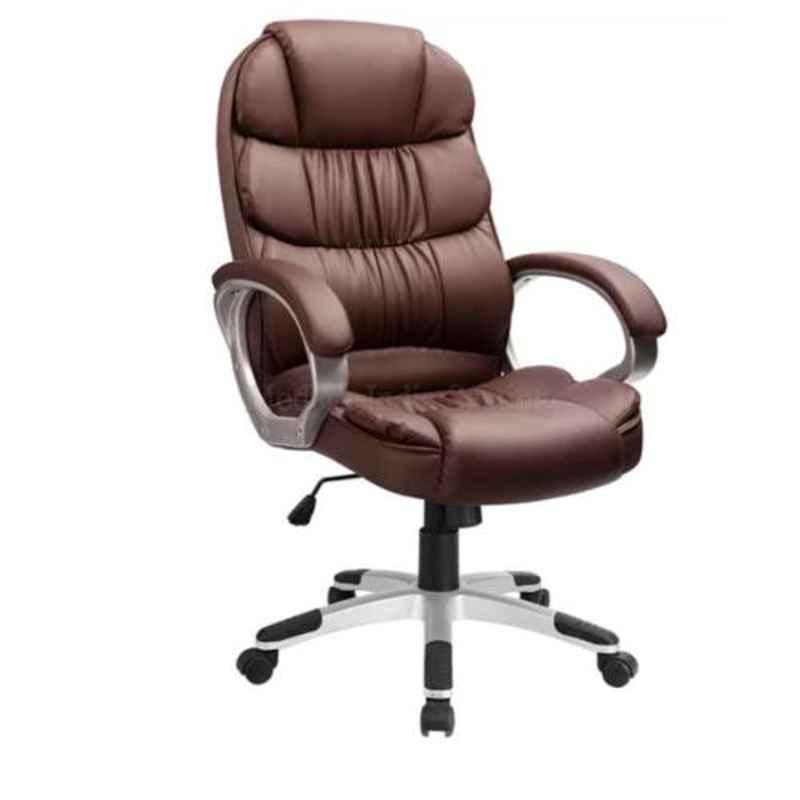Modern India Leatherette Brown High Back Office Chair, MI220 (Pack of 2)