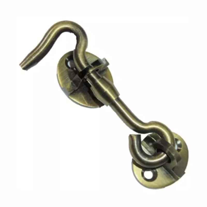 RiseOm 3 inch Antique Finish Brass Oval Eye Gate Hook, R9-5JLJ-MZBE (Pack of 4)