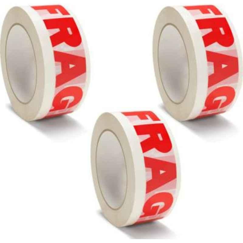 Veeshna Polypack 65m 2 inch 42 Micron Handle with Care Fragile Printed Tape, Fragile 02 (Pack of 3)