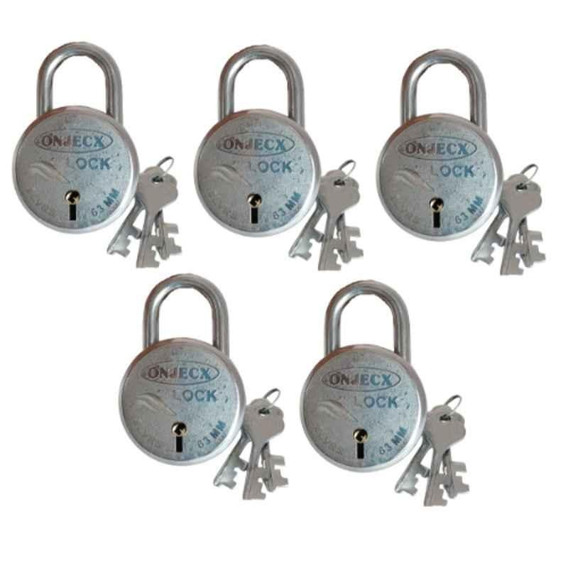 Onjecx PL63A 63mm 8 Levers Alloy Steel Pad Lock (Pack of 5)