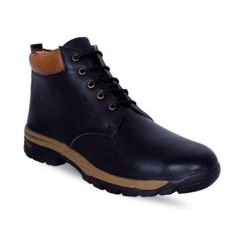 Ryko SS005 Synthetic Leather Steel Toe Black Safety Shoe, Size: 10