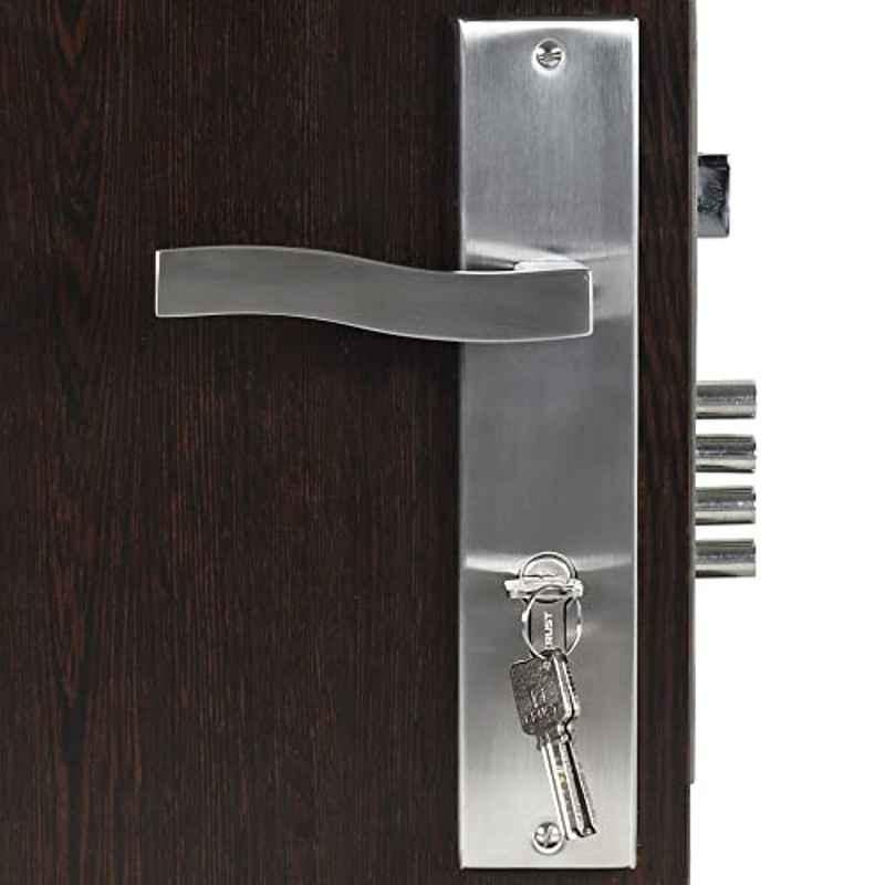Homexpert Viva 10 inch 60mm Stainless Steel Silver Cylindrical Plate Both Side Key Mortise Door Lock Set