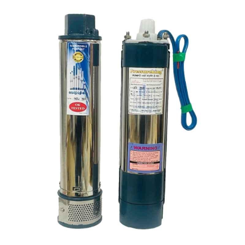 Pressureking 1.5HP 15 Stage Oil Filled Submersible Pump with 1 Year Warranty, Total Head: 150-200 ft
