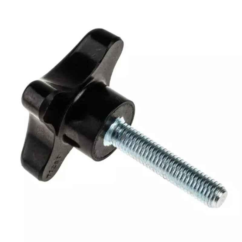 RS Pro M8 Black 4-Arm Clamping Knob, 686654