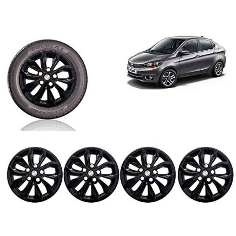 Auto Pearl 4 Pcs 13 inch ABS Black Car Wheel Cover Set for TATA Tigor XE
