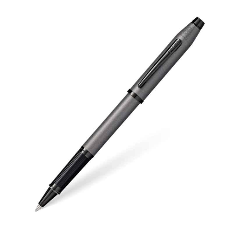 Cross Century II Black Ink Gunmetal Gray & Black PVD Trim Roller Ball Pen with 1 Pc Black Gel Ink Refill Set, AT0085-115