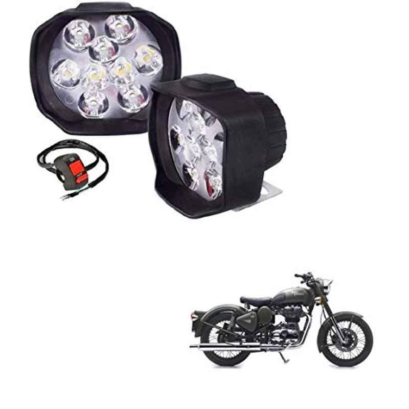 Kozdiko 2 Pcs Sheen 15W 9 LED 6000k Transformer Bumble Bee Style LED Fog Light Set for Royal Enfield Bullet 350 Twinspark, koz_81509