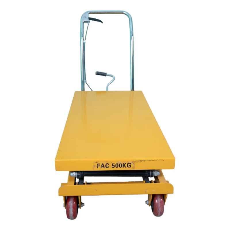 Inaithiram SLT500PU15LH 0.5 Ton Mild Steel Yellow & Black Heavy Duty Hydraulic Scissor Lift Table
