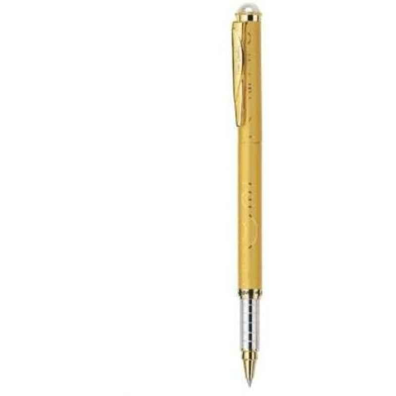 Pierre Cardin Blue Ink Pearl Floral Satin Gold Roller Ball Pen