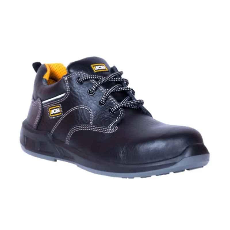 JCB GUTSO Leather Steel Toe Black Work Safety Shoes, Size: 5
