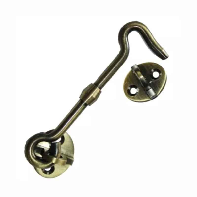 RiseOm 4 inch Antique Finish Brass Oval Eye Gate Hook, PG-ZYIB-K24T (Pack of 4)