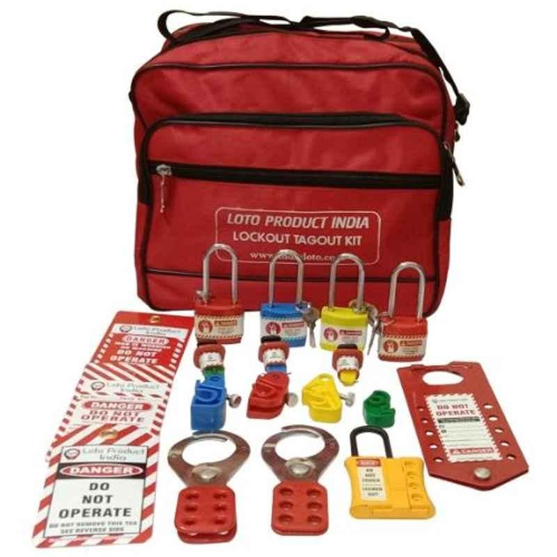 India Loto ILP02RB Red Lockout Tagout Electrical Red Bag Kit